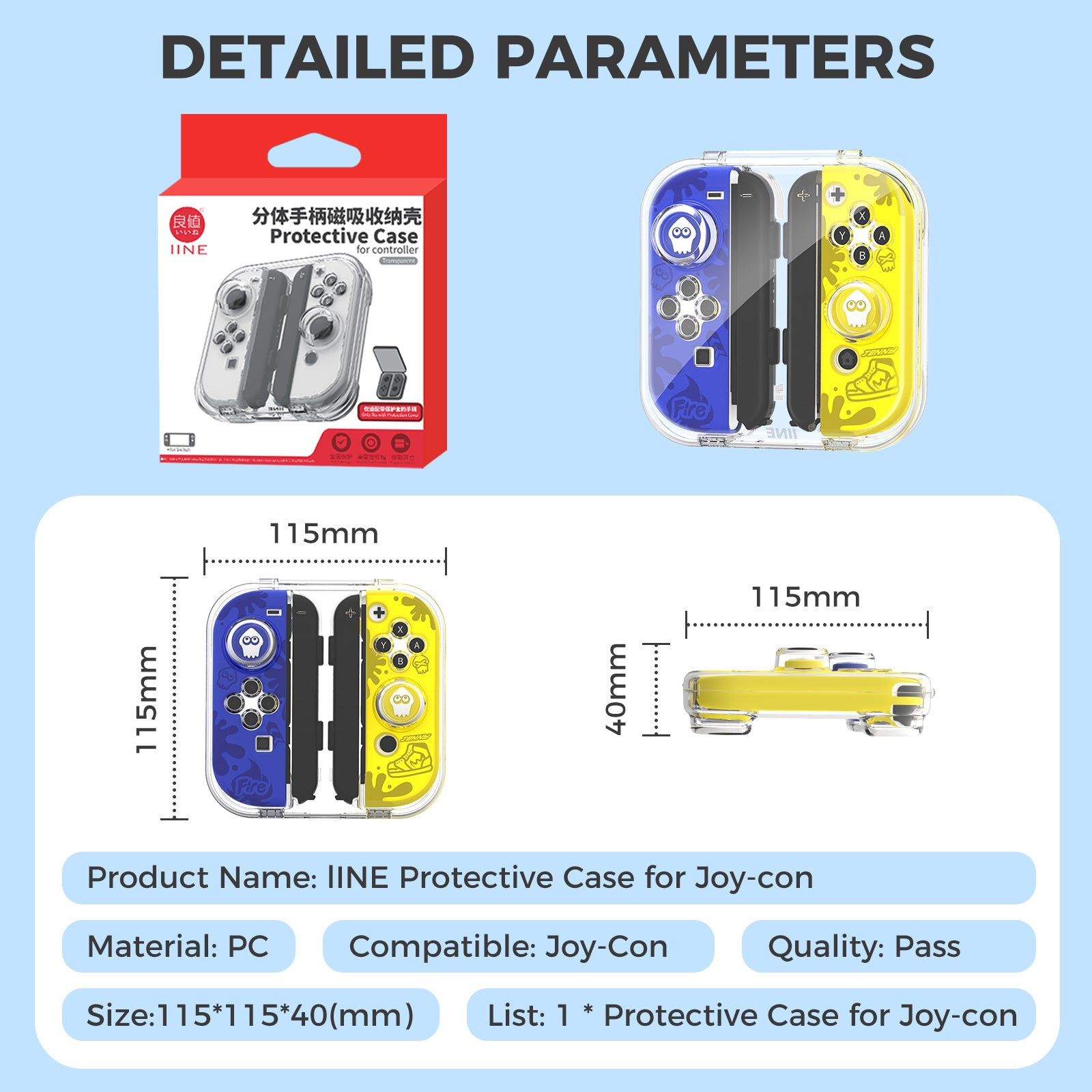 IINE Transparent Storage Case for Joy-con /  Pressure-Resistant Joystick Design