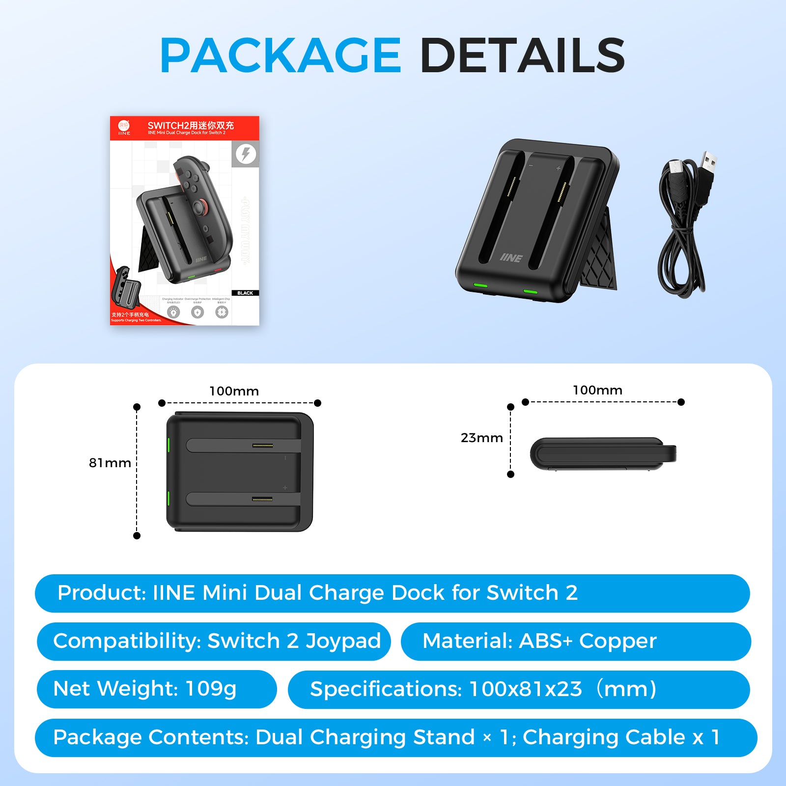 IINE Dual Charging Stand for Switch 2