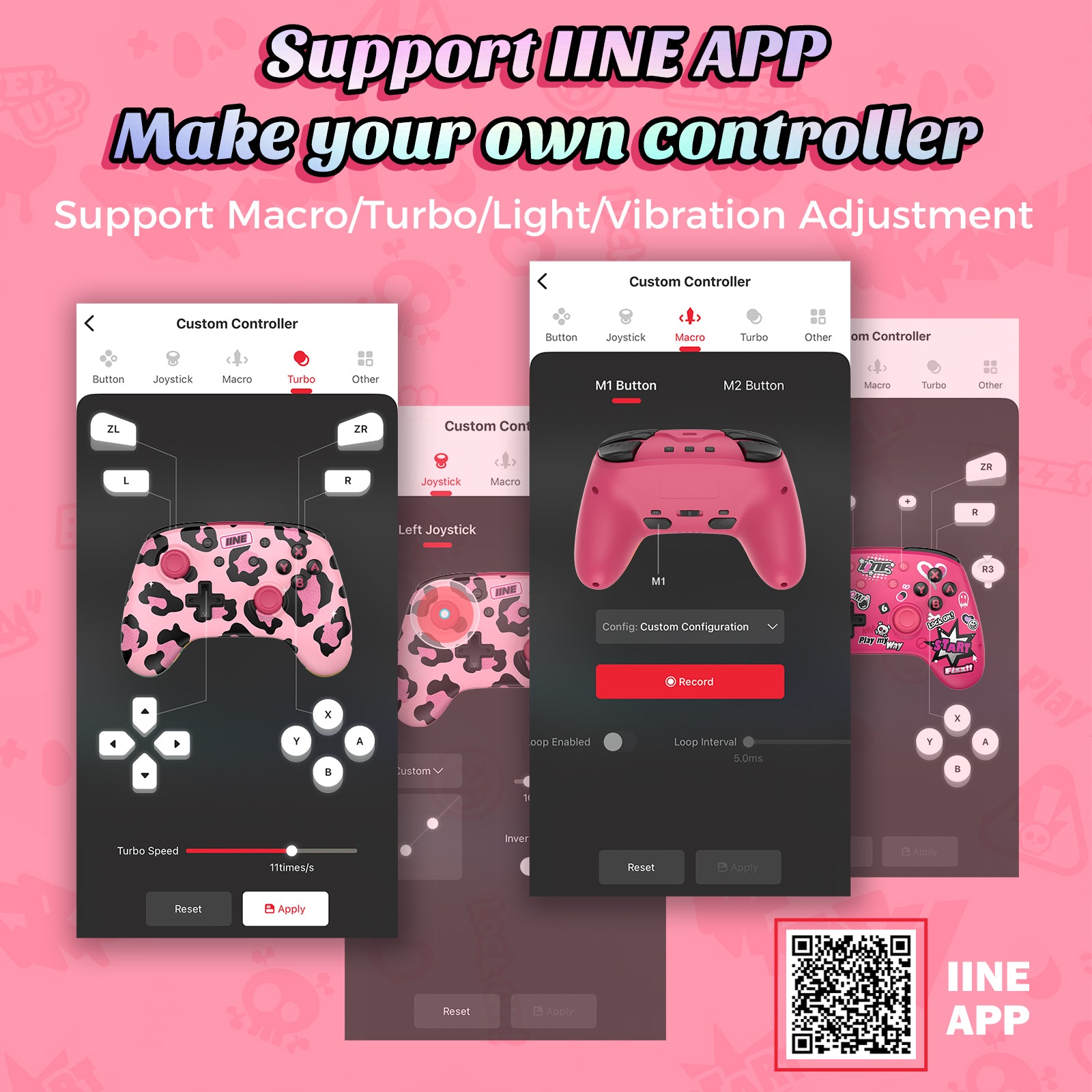 IINE Pink Wireless Controller with Charging Dock