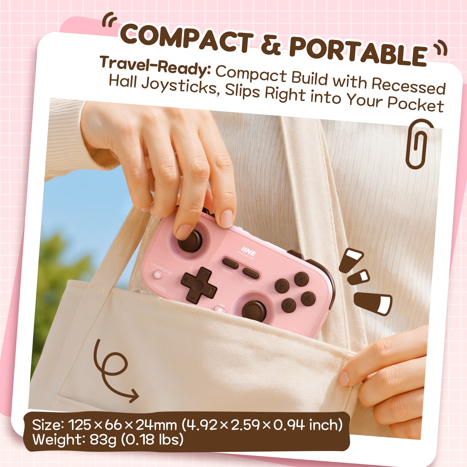 IINE Retro Pocket Controller for Switch 2/ Switch /Hall Effect Joystick Bluetooth Wireless Gamepad Turbo Vibration Portable Controller for PC Phone Steam Deck