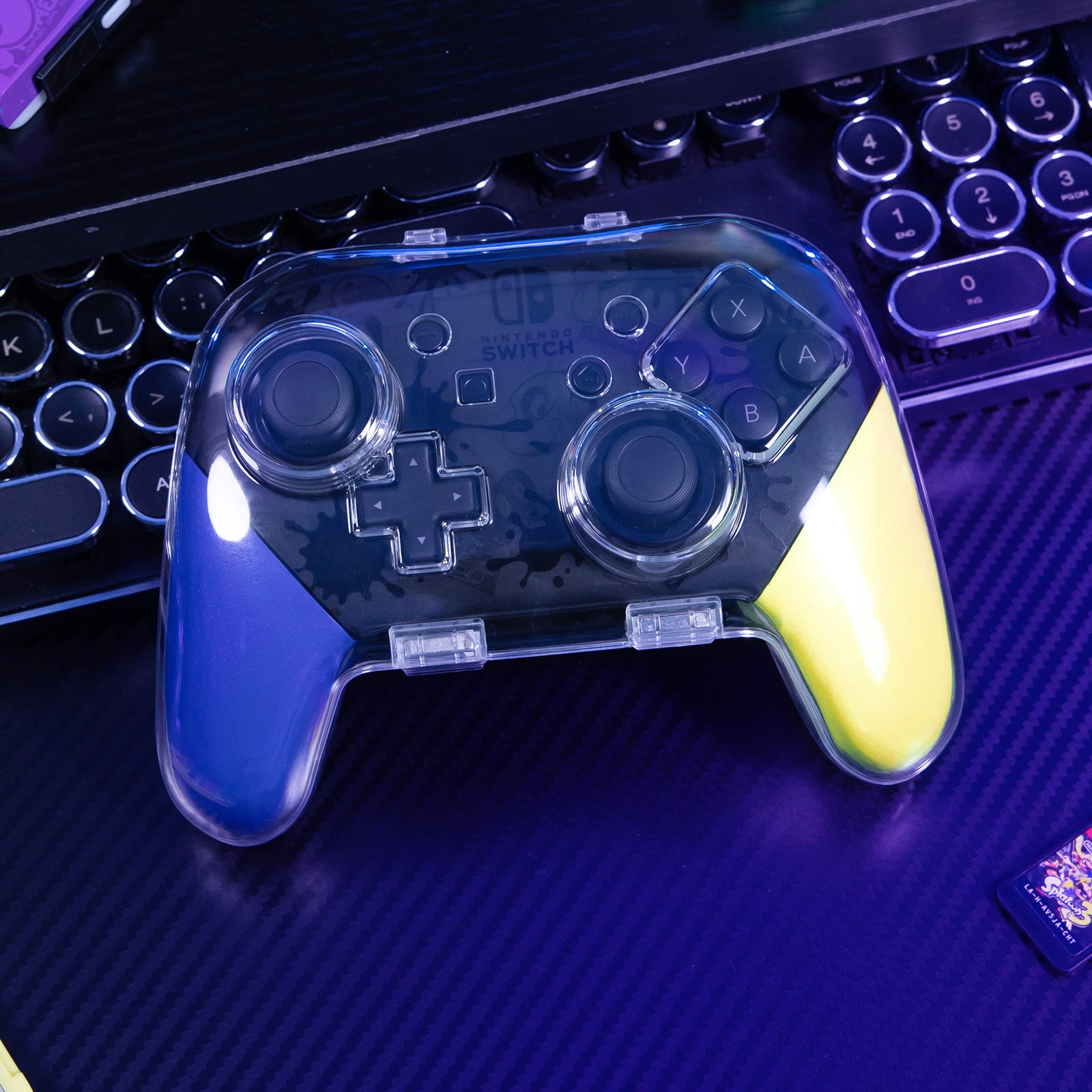 IINE Transparent PC Magnetic Storage Case for Nintendo Switch Pro Controller