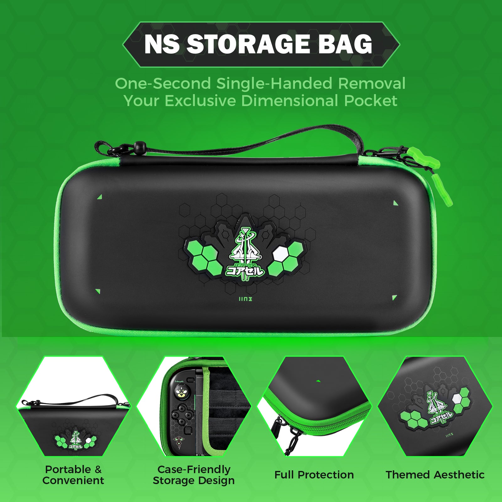 IINE Jormungandr Series for NS OLED/NS / Storage Bag & PC Protection Case & Thumb Grips