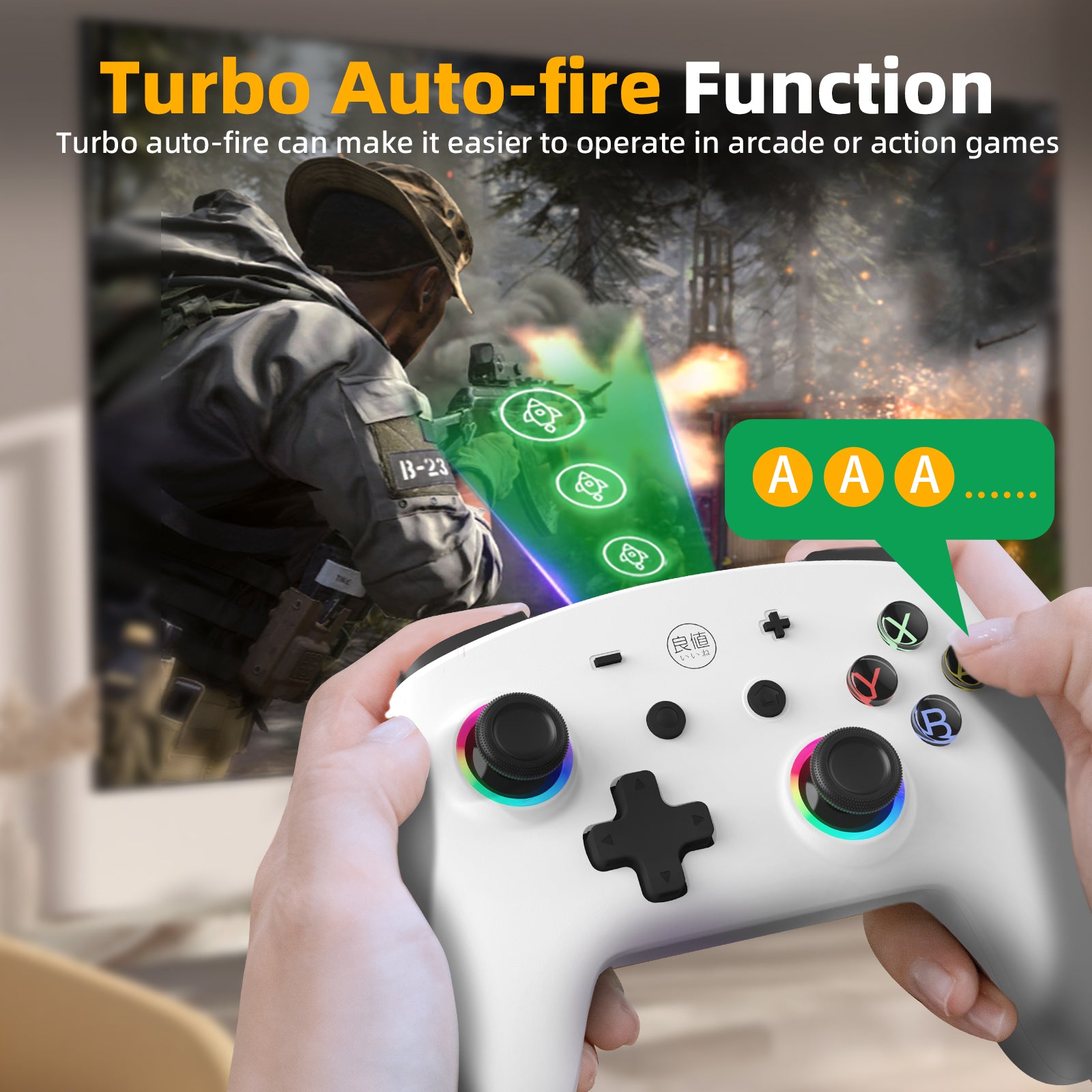 IINE Wireless Controller White Macro Programming Pro Controller Compat ...