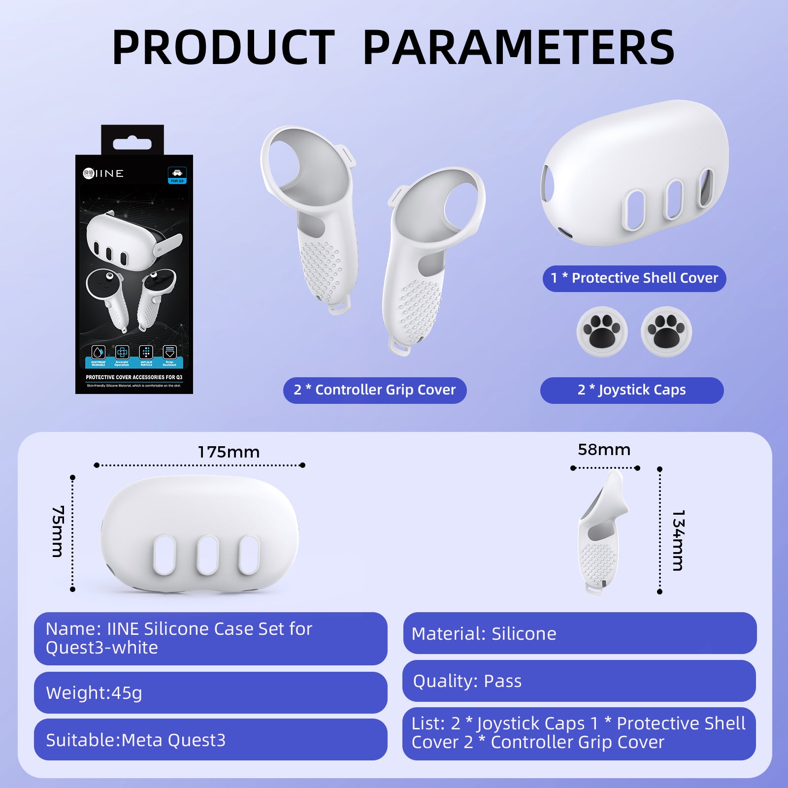IINE Meta Quest 3 Controller and Headset Protective Covers