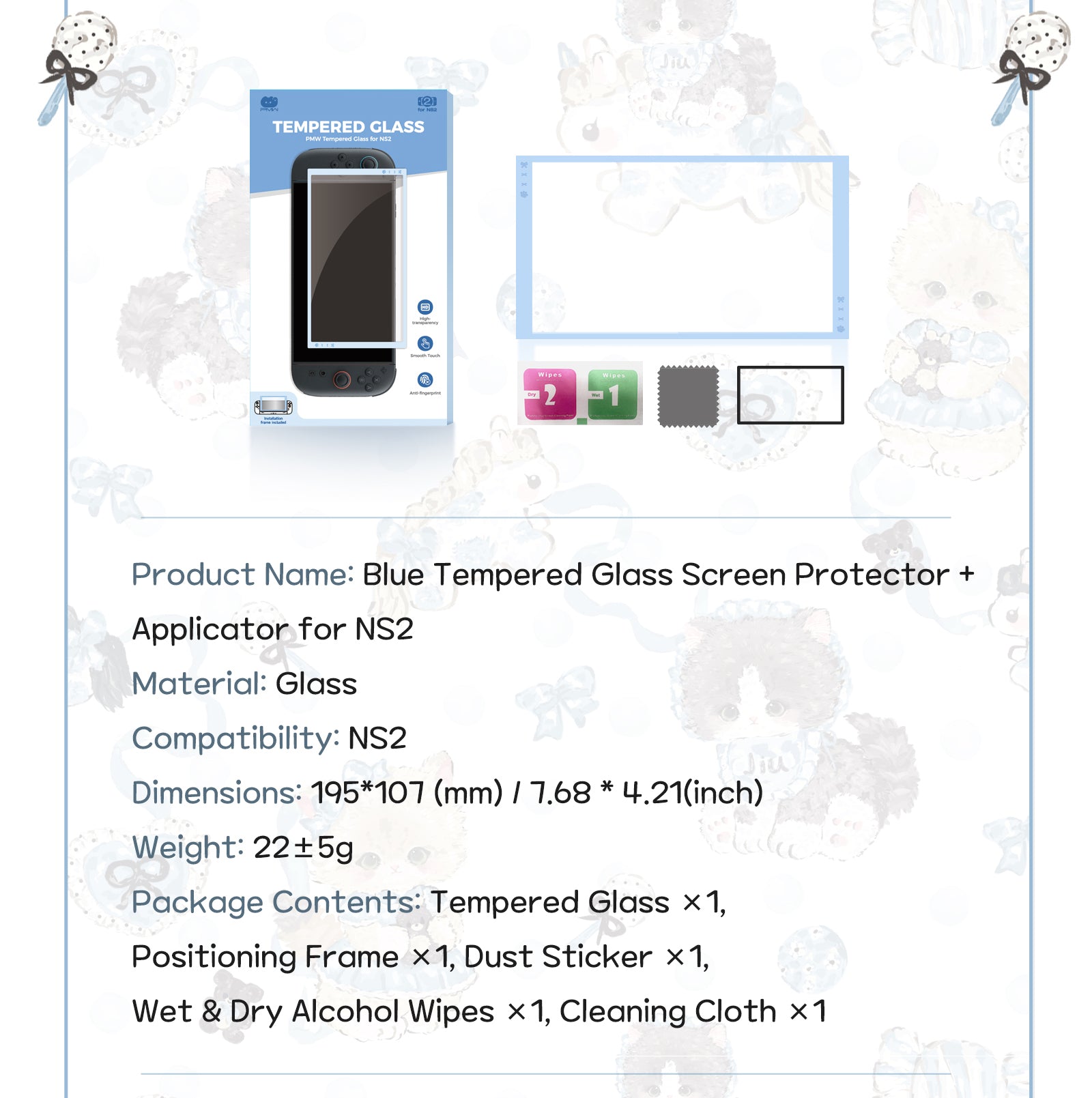 IINE Alice Kitty Series  for Nintendo Switch2/Thumb Grips / Carrying Case /12-Game Card Case/Protective Case Set