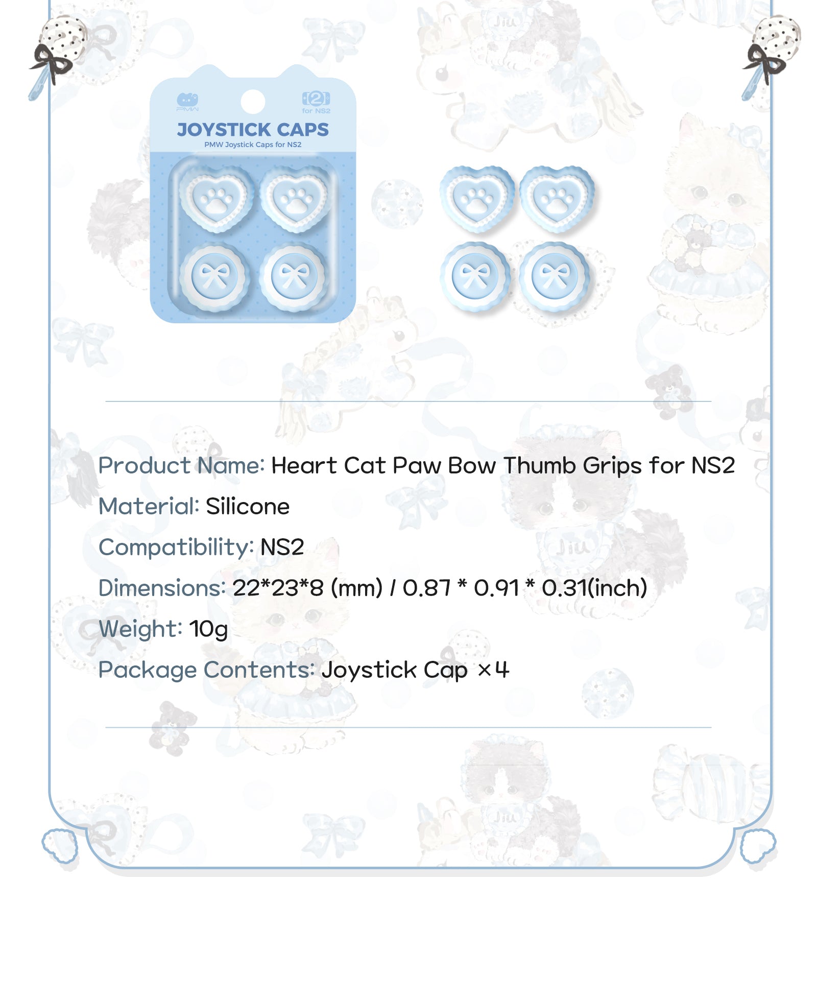 IINE Alice Kitty Series  for Nintendo Switch2/Thumb Grips / Carrying Case /12-Game Card Case/Protective Case Set