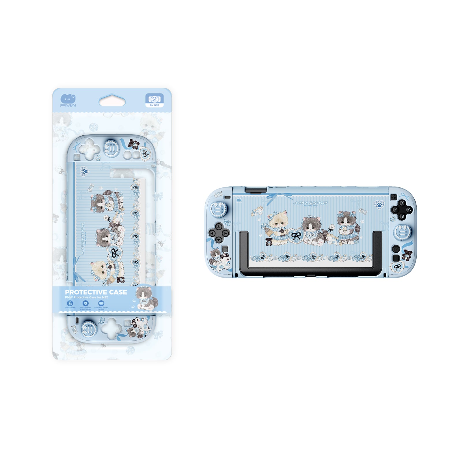 IINE Alice Kitty Series  for Nintendo Switch2/Thumb Grips / Carrying Case /12-Game Card Case/Protective Case Set