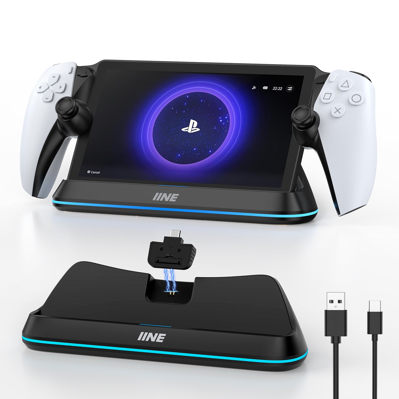 Black IINE magnetic charging dock for PlayStation Portal