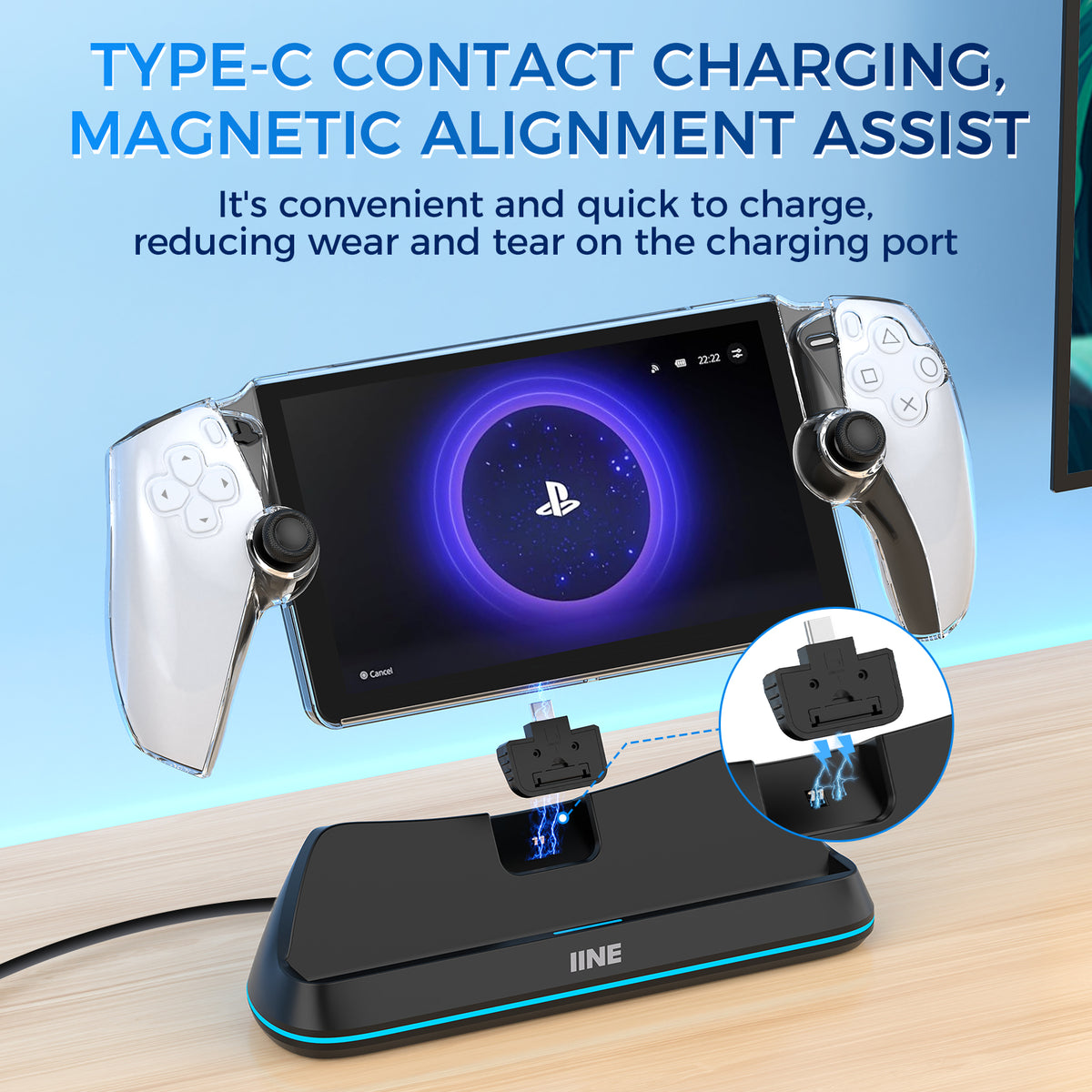 USB-C magnetic charging adapter for IINE PlayStation Portal charging dock