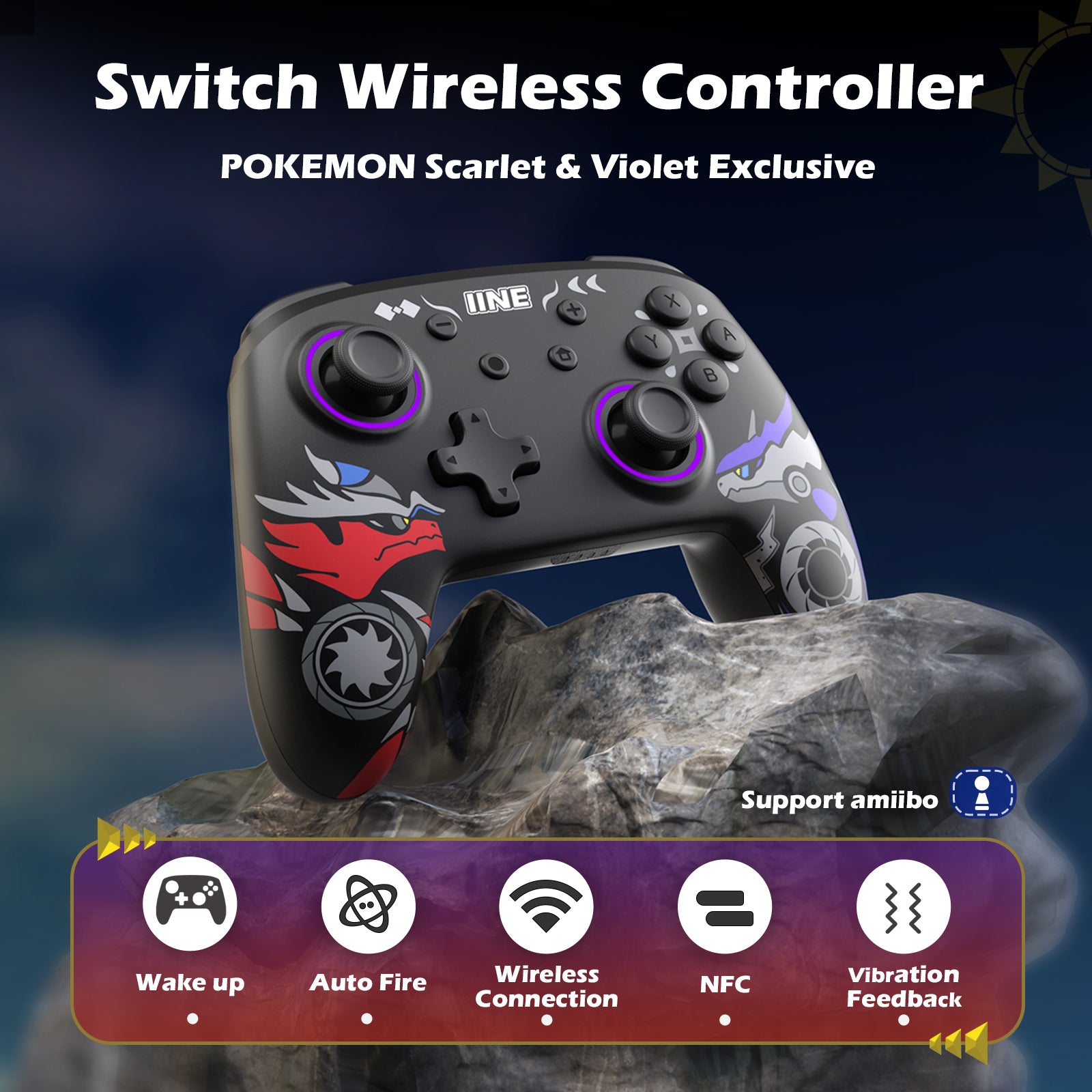 IINE Nintendo Switch Pokemon Scarlet & Violet Wireless Controller 