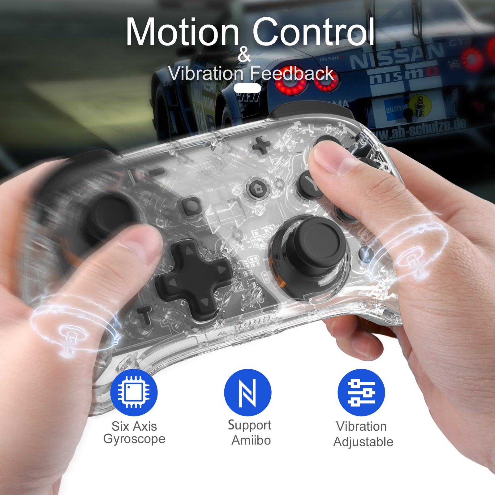IINE Nintendo Switch Transparent Mini Controller