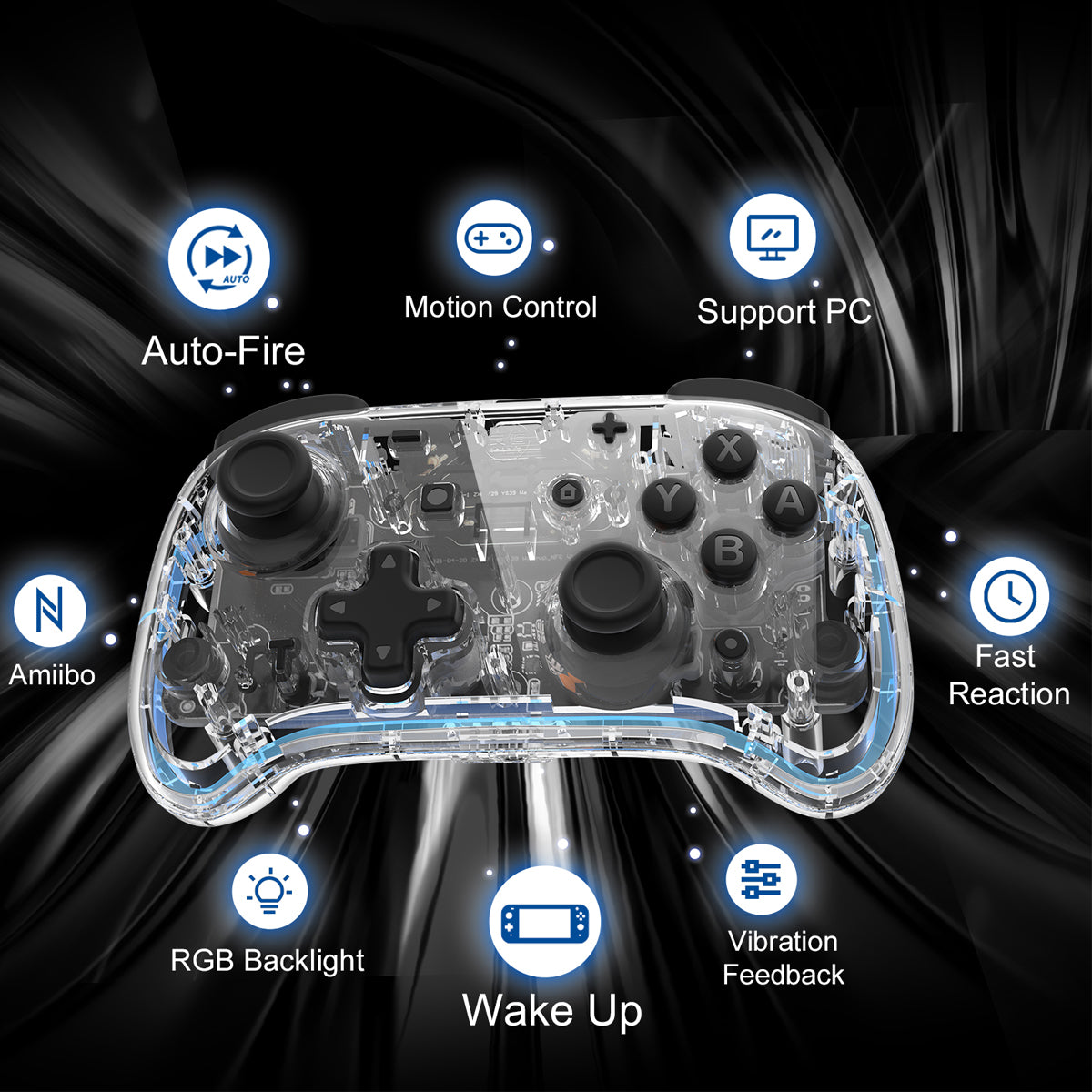 IINE Nintendo Switch Transparent Mini Controller